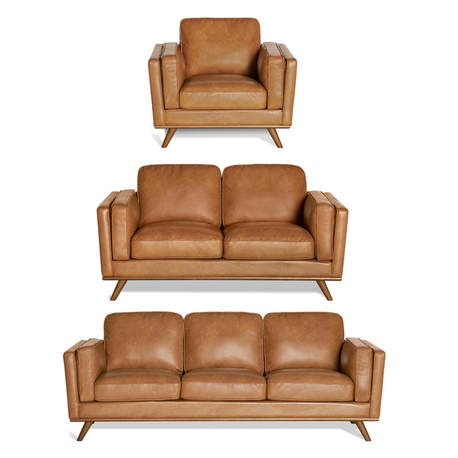 Maddox Faux Leather Sofa, Loveseat & Chair Bundle