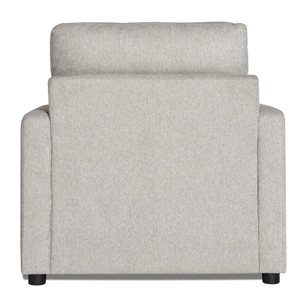 The My Cloud Chair features light gray upholstery with a plush cushion and sleek, modern design. Its straight lines and simple dark base make it the epitome of comfort, ideal for contemporary interiors.