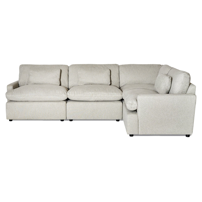 Introducing the My Cloud 4 Piece Right L sectional—a large, light gray masterpiece with plush cushions and a right-angle design. Set against a plain white background, it redefines elegance and comfort in any living space.