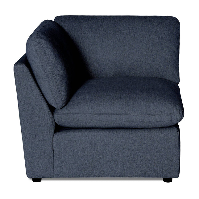 The My Cloud Corner is a dark gray upholstered sectional sofa with plush seat and back cushions, featuring a left armrest. Its modern, minimalist design offers modular components and rests elegantly on small, barely visible legs.
