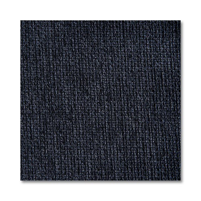 Close-up of a dark blue textured carpet tile with vertical ribbed patterns, reminiscent of the design in My Cloud 4 Piece Straight. The square tile, resembling machine-washable fabric sections, stands out against a white background, highlighting its detailed fibers.